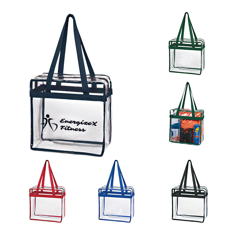 Transparent Tote Bag with Zipper for Silkscreen Imprint