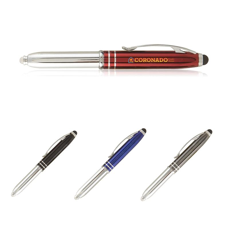 Vivano Duo w/LED Light & Stylus -   - Full-Color Metal Pen