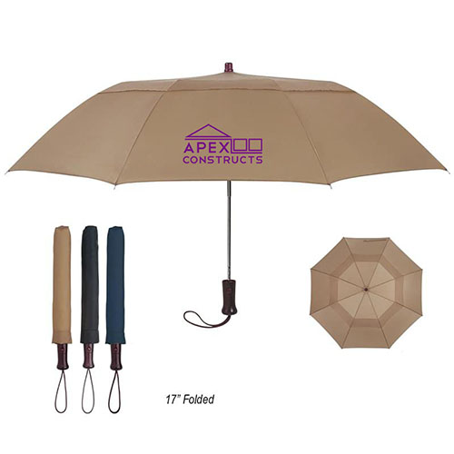 44" Foldable Umbrella with a Wooden Handle