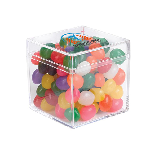 Cube Shaped Acrylic Container With Jelly Beans