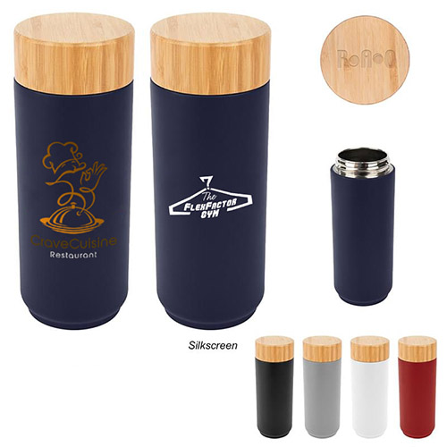 16 Oz. Stainless Steel Coral Bottle With Bamboo Lid