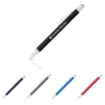 Bold Softy Satin with Stylus - Laser Engraved Metal Pen
